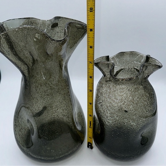 MCM Euroline Hand Blown Brown Set of 2 Glass Vases Super cool - Picture 4 of 6